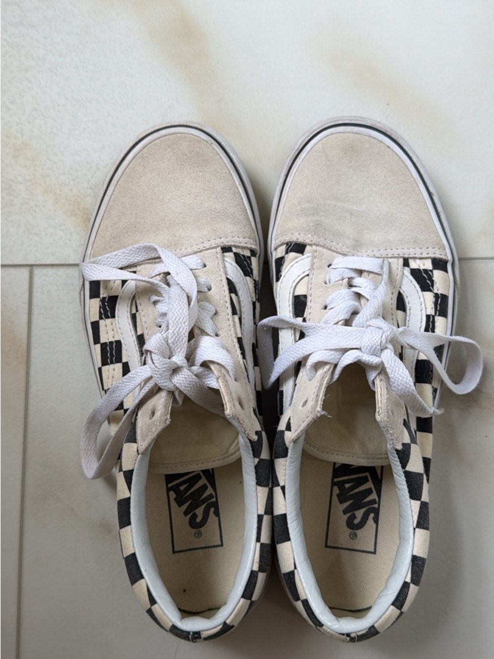 Vans Checkerboard Low-Top Sneakers in Black & Cream